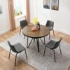 JESONVID Round Dining Room Table Set With 4 Armless Upholstered Chairs 42" D Circle Kitchen Table With Dining 4 Chair Set For Dining Room Home Kitchen, Antique Brown+Black&Grey-4P YCZ2012RC+1179GY