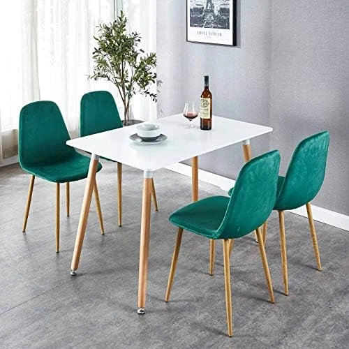 OKAKOPA 5 Piece Dining Table Set For 4, Modern 42.5" Rectangle Wood Dining Table And 4 Chairs With Metal Legs (1 Pc White Table + 4 Pcs Gray Chairs) 8 OKAKOPA 5 Piece Dining Table Set For 4, Modern 42.5" Rectangle Wood Dining Table And 4 Chairs With Metal Legs (1 Pc White Table + 4 Pcs Gray Chairs) - Image 6