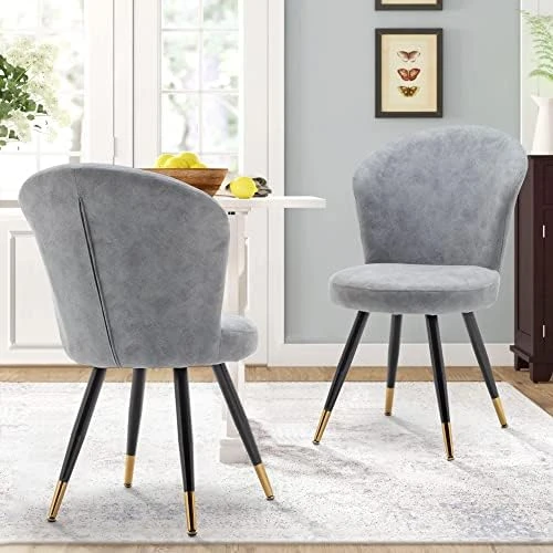 Aklaus Upholstered Dining Chairs Set Of 2, Gray Dining Chairs With Non-Slip Rubber Caps, Accent Chairs Side Chair For Kitchen,Apartment,Living Room With Metal Legs 11 Aklaus Upholstered Dining Chairs Set Of 2, Gray Dining Chairs With Non-Slip Rubber Caps, Accent Chairs Side Chair For Kitchen,Apartment,Living Room With Metal Legs - Image 9