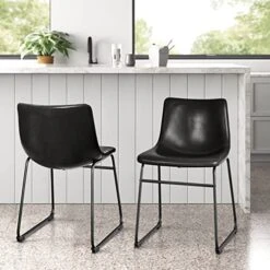LEMBERI Faux Leather Dining Chairs Set Of 2, 18 Inch Kitchen & Dining Room Chairs,Mid Century Modern Dining Chairs With Backrest And Metal Legs, Comfortable Upholstered Seat Chairs (18,Black) 22 LEMBERI Faux Leather Dining Chairs Set Of 2, 18 Inch Kitchen & Dining Room Chairs,Mid Century Modern Dining Chairs With Backrest And Metal Legs, Comfortable Upholstered Seat Chairs (18,Black) -Home Table Chair Store 51LIaYhud7L