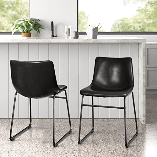 LEMBERI Faux Leather Dining Chairs Set Of 2, 18 Inch Kitchen & Dining Room Chairs,Mid Century Modern Dining Chairs With Backrest And Metal Legs, Comfortable Upholstered Seat Chairs (18,Black) 8 LEMBERI Faux Leather Dining Chairs Set Of 2, 18 Inch Kitchen & Dining Room Chairs,Mid Century Modern Dining Chairs With Backrest And Metal Legs, Comfortable Upholstered Seat Chairs (18,Black) - Image 6