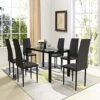 Recaceik 7 Pieces Modern Dining Table Set For 6, 52 Inch Glass Table And 6 PU Leather Kitchen Dining Room Chairs With Metal Frames, Dining Room Table And Chairs Set, Easy To Clean & Assemble -Home Table Chair Store 51LiPZHEpUL
