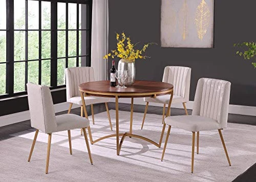 Morden Fort 5 Piece Round Dining Table With Dining Chair Set, Modern Classic Traditional Luxury Style Dining Table Set For Dining Room, Restaurant - Beige 3 Morden Fort 5 Piece Round Dining Table With Dining Chair Set, Modern Classic Traditional Luxury Style Dining Table Set For Dining Room, Restaurant - Beige