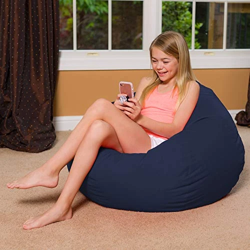 Posh Creations Bean Bag Chair For Kids, Teens, And Adults Includes Removable And Machine Washable Cover, Solid Navy Blue, 38in - Large 5 Posh Creations Bean Bag Chair For Kids, Teens, And Adults Includes Removable And Machine Washable Cover, Solid Navy Blue, 38in - Large - Image 3