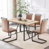 NYEESS 55 In Modern Dining Table Set For 4,Kitchen Table Set,Modern Dining Room Sets For 4,Wood Dining Table And Tech Cloth Dining Chair 4-Piece Set Suitable For Dining Room,Kitchen (Brown + Linen) -Home Table Chair Store 51MI8M6qtgL