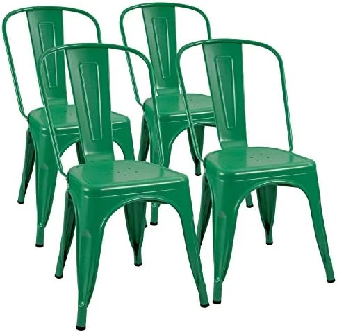 Furmax Metal Chairs Indoor/Outdoor Use Stackable Chic Dining Bistro Cafe Side Chairs Set Of 4 (Distressed White) 10 Furmax Metal Chairs Indoor/Outdoor Use Stackable Chic Dining Bistro Cafe Side Chairs Set Of 4 (Distressed White) - Image 8