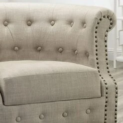 Rosevera Chancy Reading Small Armchair Arm Living Set Accent Club Room Barrel Chairs Bedroom Loveseat Sofa, Standard, Beige -Home Table Chair Store 51MdB8onWDL