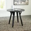 Signature Design By Ashley Otaska Mid Century Modern Round Dining Room Table, Black -Home Table Chair Store 51MneJLxrqL
