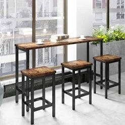 Harper & Bright Designs 4-Piece Counter Height Table Set With 2 Drawers And Socket, Mulitpurpose Rustic Bar Dining Table Set With 3 Leather Padded Stools (Espresso) 21 Harper & Bright Designs 4-Piece Counter Height Table Set With 2 Drawers And Socket, Mulitpurpose Rustic Bar Dining Table Set With 3 Leather Padded Stools (Espresso) -Home Table Chair Store 51MouaS7IsL. AC