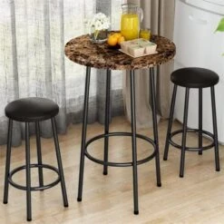 Recaceik Dining Table Set, 39.4” Rectangle Pub Dining Set Kitchen Table Set Bar Table With Stools, 3-Piece Breakfast Table Set With Metal Frame For Kitchen Dining Room W/ 2 Chairs - White -Home Table Chair Store 51Ms4VFXeNL. AC