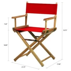 Casual Home Director's Chair ,Natural Frame/Red Canvas,18" - Classic Height -Home Table Chair Store 51NM04noRdL