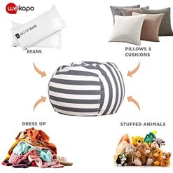 Wekapo Stuffed Animal Storage Bean Bag Chair Cover For Kids | Stuffable Zipper Beanbag For Organizing Children Plush Toys Large Premium Cotton Canvas -Home Table Chair Store 51NQhMH1b4L