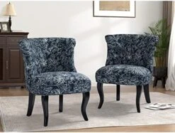 TINA'S HOME Modern Fabric Armless Accent Chairs Set Of 2, Upholstered Fabric Button Single Sofa Chair With Wooden Legs For Living Room, Comfy Tufted Bedroom Chairs For Dining Room (Navy) 18 TINA'S HOME Modern Fabric Armless Accent Chairs Set Of 2, Upholstered Fabric Button Single Sofa Chair With Wooden Legs For Living Room, Comfy Tufted Bedroom Chairs For Dining Room (Navy) -Home Table Chair Store 51NnFYtZPxL. AC
