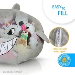 Shark Bean Bag Chair Cover For Kids Ultra-Soft And Fluffy Fur-Like Cover For Kids Bean Bag Chair, Stuffed Animal Storage - Shark Room Decor For Boys, Bean Bags For Kids -Home Table Chair Store 51OB5y9RmtS