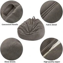 Nobildonna Bean Bag Chair Cover (No Filler) For Kids And Adults. Extra Large 300L Beanbag Stuffed Animal Storage Soft Premium Corduroy 19 Nobildonna Bean Bag Chair Cover (No Filler) For Kids And Adults. Extra Large 300L Beanbag Stuffed Animal Storage Soft Premium Corduroy -Home Table Chair Store 51OHWXLGZXL
