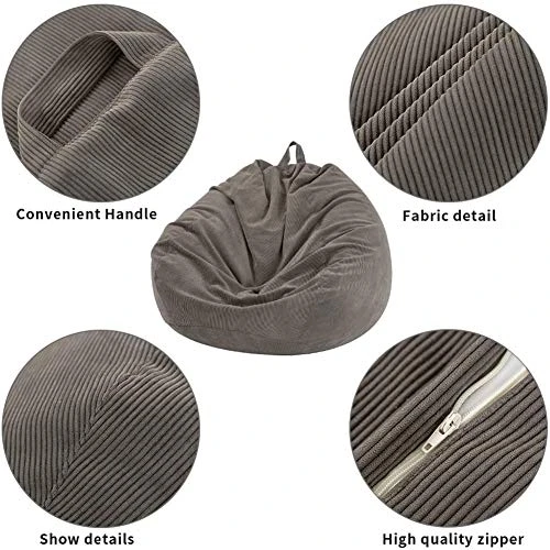 Nobildonna Bean Bag Chair Cover (No Filler) For Kids And Adults. Extra Large 300L Beanbag Stuffed Animal Storage Soft Premium Corduroy 5 Nobildonna Bean Bag Chair Cover (No Filler) For Kids And Adults. Extra Large 300L Beanbag Stuffed Animal Storage Soft Premium Corduroy - Image 3