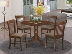 East West Furniture DLNO3-MAH-C Dining Table Set, 3-Piece -Home Table Chair Store 51OsqJhQT8L. AC