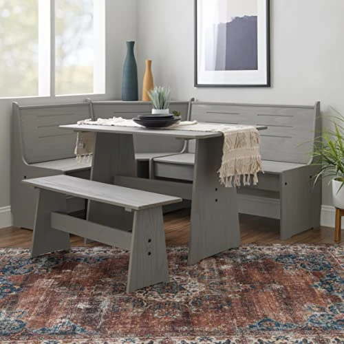 Linon Home Decor Products Grey Corner Dining Set By Linon Leyton Nook 6 Linon Home Decor Products Grey Corner Dining Set By Linon Leyton Nook - Image 4