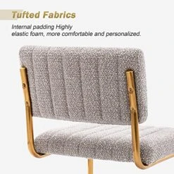 ONEVOG Mid Century Modern Dining Chairs, Boucle Dining Chair With Gold Metal Base, Upholstered Dining Chair, Armless Accent Chair Set Of 2 For Kitchen, Dining Room, Living Room, Khaki -Home Table Chair Store 51Q1nt9vqYL