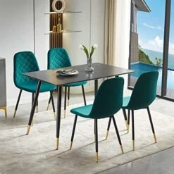 NORDICANA Velvet Dining Chairs Kitchen Solid Color Chair Upholstered Side Stools With Backrest Metal Legs Set Of 4, Navy Blue 30 NORDICANA Velvet Dining Chairs Kitchen Solid Color Chair Upholstered Side Stools With Backrest Metal Legs Set Of 4, Navy Blue -Home Table Chair Store 51Q8pOS0UjL. AC