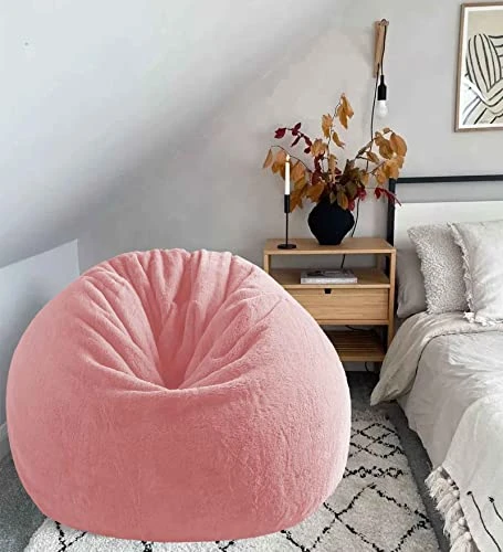 Mollismoons Pink Fur Bean Bag Supper Soft Bean Bag For Home Bean Bags Pink Color Bean Bag Chair Luxury Bean Bags (XXL For Teenager, Without Beans Covers Only) 4 Mollismoons Pink Fur Bean Bag Supper Soft Bean Bag For Home Bean Bags Pink Color Bean Bag Chair Luxury Bean Bags (XXL For Teenager, Without Beans Covers Only) - Image 2