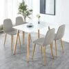 OKAKOPA 5 Piece Dining Table Set For 4, Modern 42.5" Rectangle Wood Dining Table And 4 Chairs With Metal Legs (1 Pc White Table + 4 Pcs Gray Chairs) 1 OKAKOPA 5 Piece Dining Table Set For 4, Modern 42.5" Rectangle Wood Dining Table And 4 Chairs With Metal Legs (1 Pc White Table + 4 Pcs Gray Chairs) -Home Table Chair Store 51QxlN5zjNL