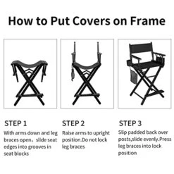 OmySalon Upgraded 24" Height Tall Director Chair Folding Artist Makeup With Replacement Cover Canvas, Storage Side Bags, Portable Footrest, Support 250 Lbs,Solid Hardwood & Polyester Black -Home Table Chair Store 51RSlYvV4lL