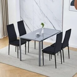 Ansley&HosHo Small Kitchen Table And Chairs Set For 2, 3-Piece Modern Glass Dining Room Table Set, Black Square Kitchen Table And 2 Black Leather Chairs For Home, Living Room, Dinette, Restaurant 28 Ansley&HosHo Small Kitchen Table And Chairs Set For 2, 3-Piece Modern Glass Dining Room Table Set, Black Square Kitchen Table And 2 Black Leather Chairs For Home, Living Room, Dinette, Restaurant -Home Table Chair Store 51SEU5ak4HL. AC