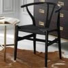 Polynices Wishbone Chair, Weave Modern Solid Wood Mid-Century Y Shaped Backrest Dining Chair (Black Set Of 2) 1 Polynices Wishbone Chair, Weave Modern Solid Wood Mid-Century Y Shaped Backrest Dining Chair (Black Set Of 2) -Home Table Chair Store 51SyEYDpgzL