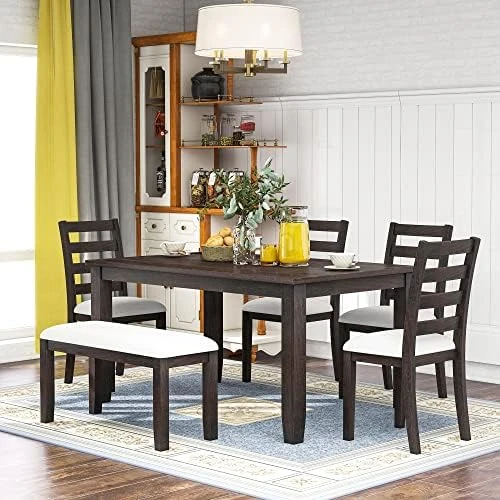 UBGO Dining Table Set 7-Piece Set-72 Industrial Style Rectangular Chain Bracket Chairs,Family Furniture For 6 People,for Home Kitchen Room/Breakfast Corner(Gray) 13 UBGO Dining Table Set 7-Piece Set-72 Industrial Style Rectangular Chain Bracket Chairs,Family Furniture For 6 People,for Home Kitchen Room/Breakfast Corner(Gray) - Image 11