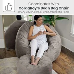 CordaRoy's Chenille Bean Bag Ottoman Footstool, 26" X 17", Charcoal 12 CordaRoy's Chenille Bean Bag Ottoman Footstool, 26" X 17", Charcoal -Home Table Chair Store 51TTf4pFJ3S