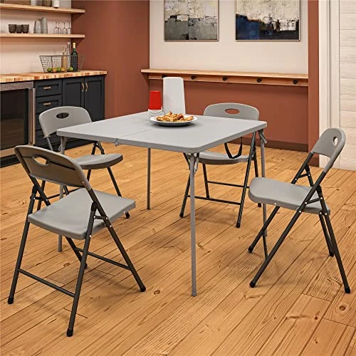 CoscoProducts COSCO Solid Resin Folding Chair, Gray, Pack Of 4 4 CoscoProducts COSCO Solid Resin Folding Chair, Gray, Pack Of 4 - Image 2