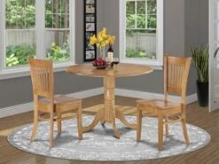 East West Furniture DLVA3-LWH-C Dining Table Set, 3-Piece -Home Table Chair Store 51Vu6XX6AGL. AC