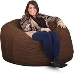 ULTIMATE SACK 4000 (4 Ft.) Bean Bag Chair: Giant Foam-Filled Furniture - Machine Washable Covers, Durable Inner Liner, 100% Virgin Foam. Comfy Bean Bag Chair. (Black, Suede) -Home Table Chair Store 51W504tbdNL. AC