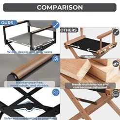 Grand Patio Outdoor & Indoor Aluminum Mesh Folding Directors Chair Folding Camping Chair Hunting Chair Easy Carry For Garden Pool, Les Vans Grey -Home Table Chair Store 51XrbskwMcL