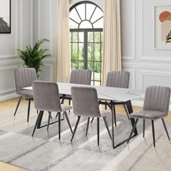 Aklaus Upholstered Dining Chairs Set Of 2, Gray Dining Chairs With Non-Slip Rubber Caps, Accent Chairs Side Chair For Kitchen,Apartment,Living Room With Metal Legs 15 Aklaus Upholstered Dining Chairs Set Of 2, Gray Dining Chairs With Non-Slip Rubber Caps, Accent Chairs Side Chair For Kitchen,Apartment,Living Room With Metal Legs -Home Table Chair Store 51YVf8X09XL