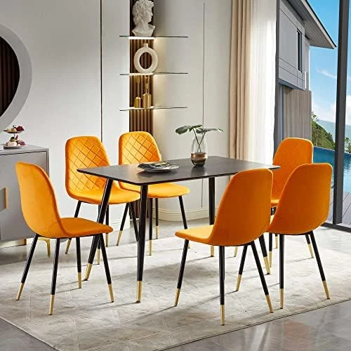 NORDICANA Velvet Dining Chairs Kitchen Solid Color Chair Upholstered Side Stools With Backrest Metal Legs Set Of 4, Navy Blue 12 NORDICANA Velvet Dining Chairs Kitchen Solid Color Chair Upholstered Side Stools With Backrest Metal Legs Set Of 4, Navy Blue - Image 10