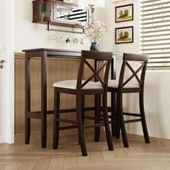 Bellemave 3 Piece Dining Table Set Counter Height Table Chair Set With 1 Table, 2 Padded Stools, Storage Shelf For Kitchen, Dining Room, Gray -Home Table Chair Store 51Yfu08bBYL. AC