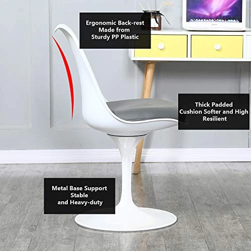 Bacyion Swivel Dining Chair Set For 2 - Mid-Century Modern Dining Room Chairs Pedestal Leisure Chairs, White Kitchen Chairs Set Of 2 Pieces (Highclass Grey) 5 Bacyion Swivel Dining Chair Set For 2 - Mid-Century Modern Dining Room Chairs Pedestal Leisure Chairs, White Kitchen Chairs Set Of 2 Pieces (Highclass Grey) - Image 3