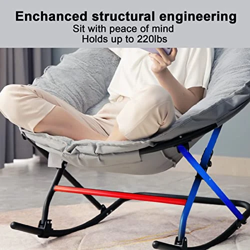 OAKHAM Comfy Saucer Chair, Folding Faux Fur Lounge Chair For Bedroom And Living Room, Flexible Seating For Kids Teens Adults, X-Large, Rock-Grey 8 OAKHAM Comfy Saucer Chair, Folding Faux Fur Lounge Chair For Bedroom And Living Room, Flexible Seating For Kids Teens Adults, X-Large, Rock-Grey - Image 6