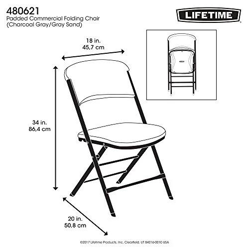 LIFETIME Commercial Grade Folding Chairs, 4 Pack, Charcoal Gray 5 LIFETIME Commercial Grade Folding Chairs, 4 Pack, Charcoal Gray - Image 3