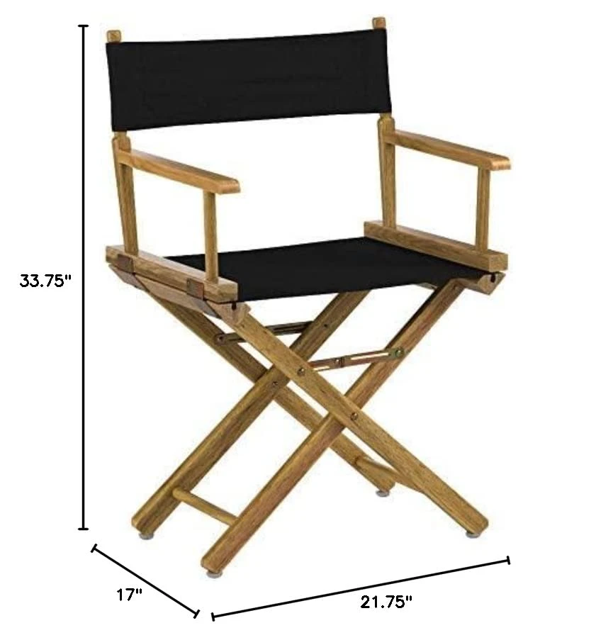 Casual Home 18" Director's Chair Natural Frame With Black Canvas 7 Casual Home 18" Director's Chair Natural Frame With Black Canvas - Image 5