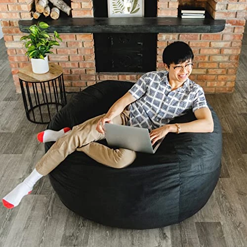 Big Joe Fuf Large Foam Filled Bean Bag Chair With Removable Cover, Black Lenox, 4ft Big 6 Big Joe Fuf Large Foam Filled Bean Bag Chair With Removable Cover, Black Lenox, 4ft Big - Image 4