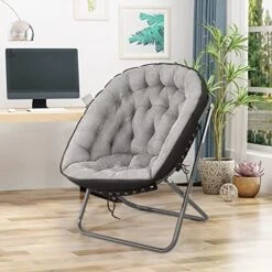 Iw I WISH Saucer Chair For Adults, Oversized Saucer Chair, Folding Saucer Chair, Bedroom Papasan Chair, Comfy Moon Chair (Grey) -Home Table Chair Store 51aK8dyfWKL 1