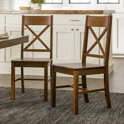 Walker Edison Modern Farmhouse Wood X-Back Armless Dining Chairs Kitchen, Set Of 2, Black -Home Table Chair Store 51aiSBG5UnL. AC