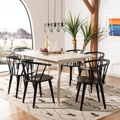 Safavieh Home Collection Blanchard Black Curved Spindle Side Chair, Wood, (Set Of 2) -Home Table Chair Store 51akh7ECChL