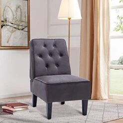 Annjoe Armless Accent Chair, Button Tufted Slipper Chair Side Chair Single Sofa For Dining Room Living Room Bedroom Funiture (Set Of 2) -Home Table Chair Store 51anNZykRuL