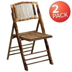 EMMA + OLIVER 2 Pack Commercial Event Party Rental Bamboo Folding Chair -Home Table Chair Store 51b9dwMc9uL