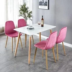 OKAKOPA 5 Piece Dining Table Set For 4, Modern 42.5" Rectangle Wood Dining Table And 4 Chairs With Metal Legs (1 Pc White Table + 4 Pcs Gray Chairs) 17 OKAKOPA 5 Piece Dining Table Set For 4, Modern 42.5" Rectangle Wood Dining Table And 4 Chairs With Metal Legs (1 Pc White Table + 4 Pcs Gray Chairs) -Home Table Chair Store 51bLSAdXQhL. AC