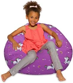 Posh Beanbags Bean Bag Chair, X-Large Machine Washable - Canvas Unicorn And Rainbows On Purple -Home Table Chair Store 51bexSG122S. AC